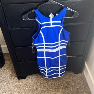 Blue and white dress
